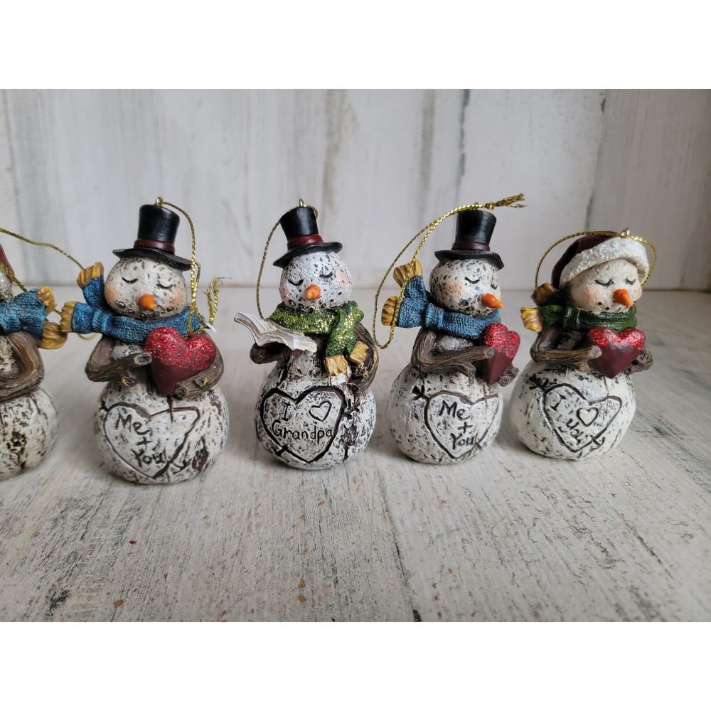Snowman rustic I heart grandma grandpa you me‎ ornament Xmas set - Picture 4 of 9